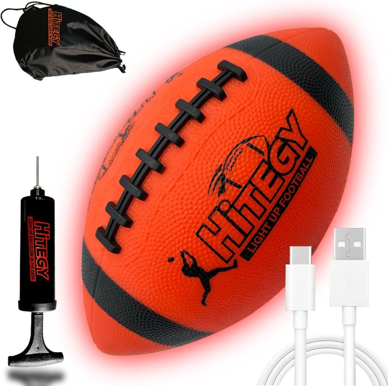 MPMVP Glow in The Dark Football Light Up Football | USB-C Rechargeable LED Ball with Pump | Night Game Ball for Indoor & Outdoor Play | Gift Ready for Boys & Kids - Image 1